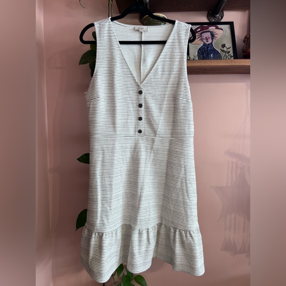 LOFT Striped V-Neck Sleeveless Mini Dress in White